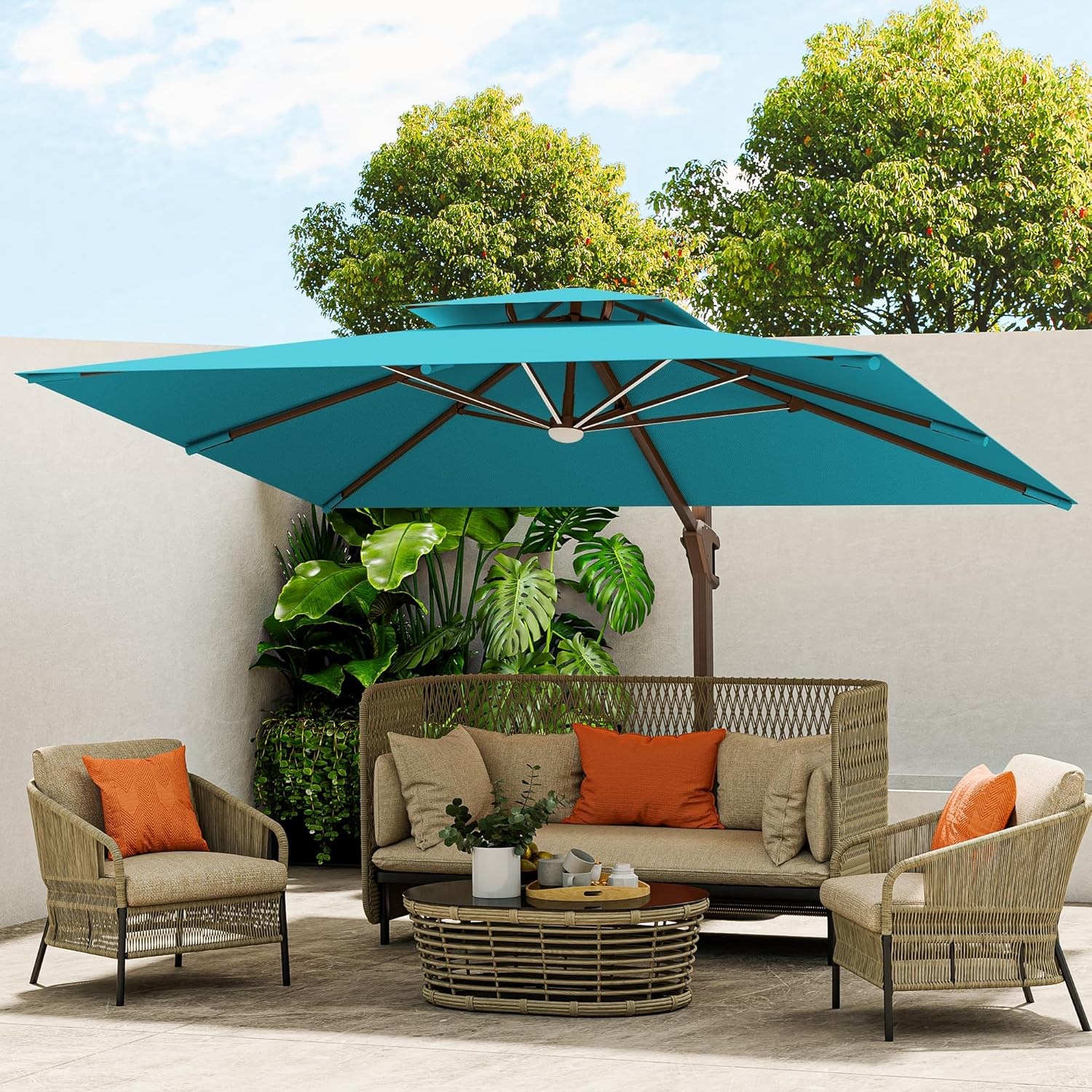 Cantilever Outdoor Patio Umbrella with LED Lights