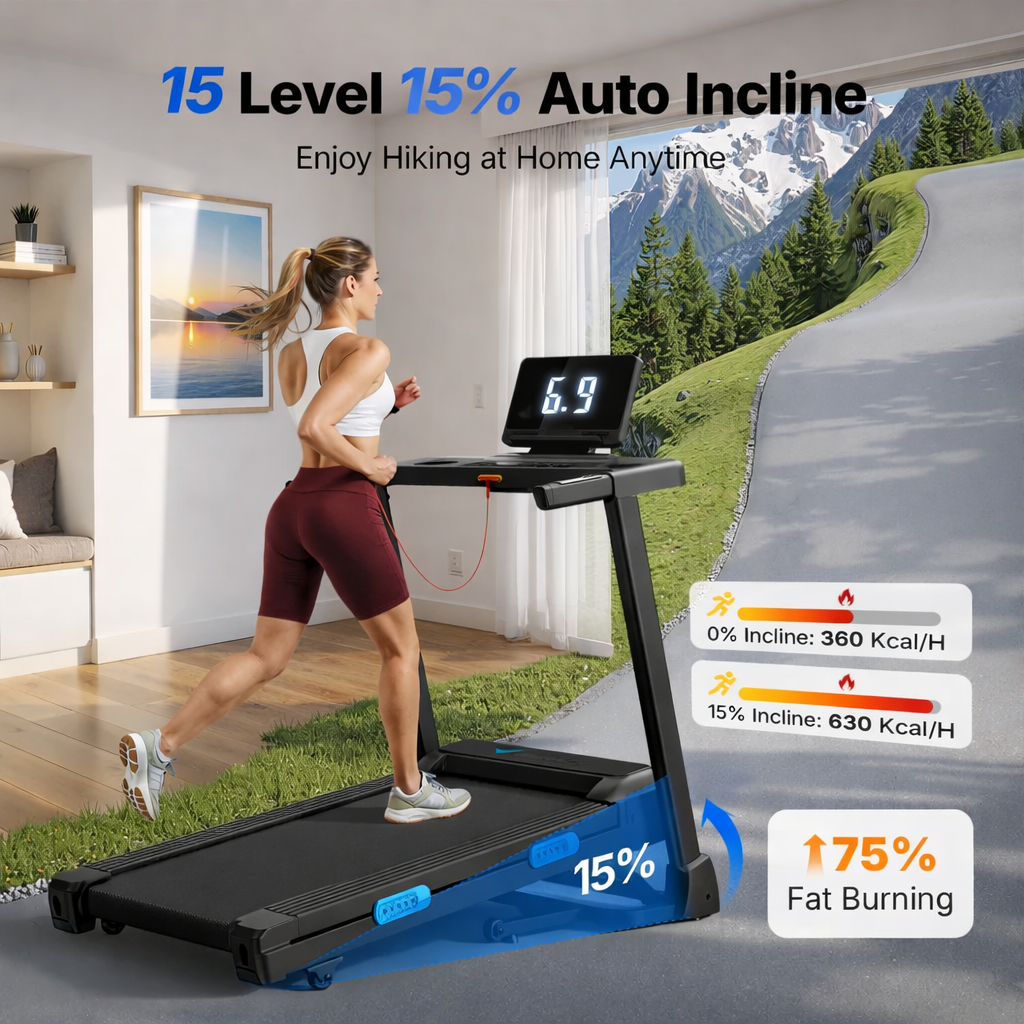 T12 Foldable Treadmill Pro with 15% Auto Incline