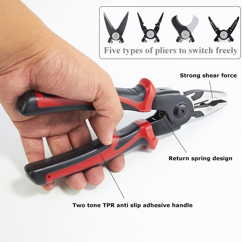 5‑in‑1 Multifunctional Wire Pliers, Stripper Cutter Crimping Iron Sheet Scissors
