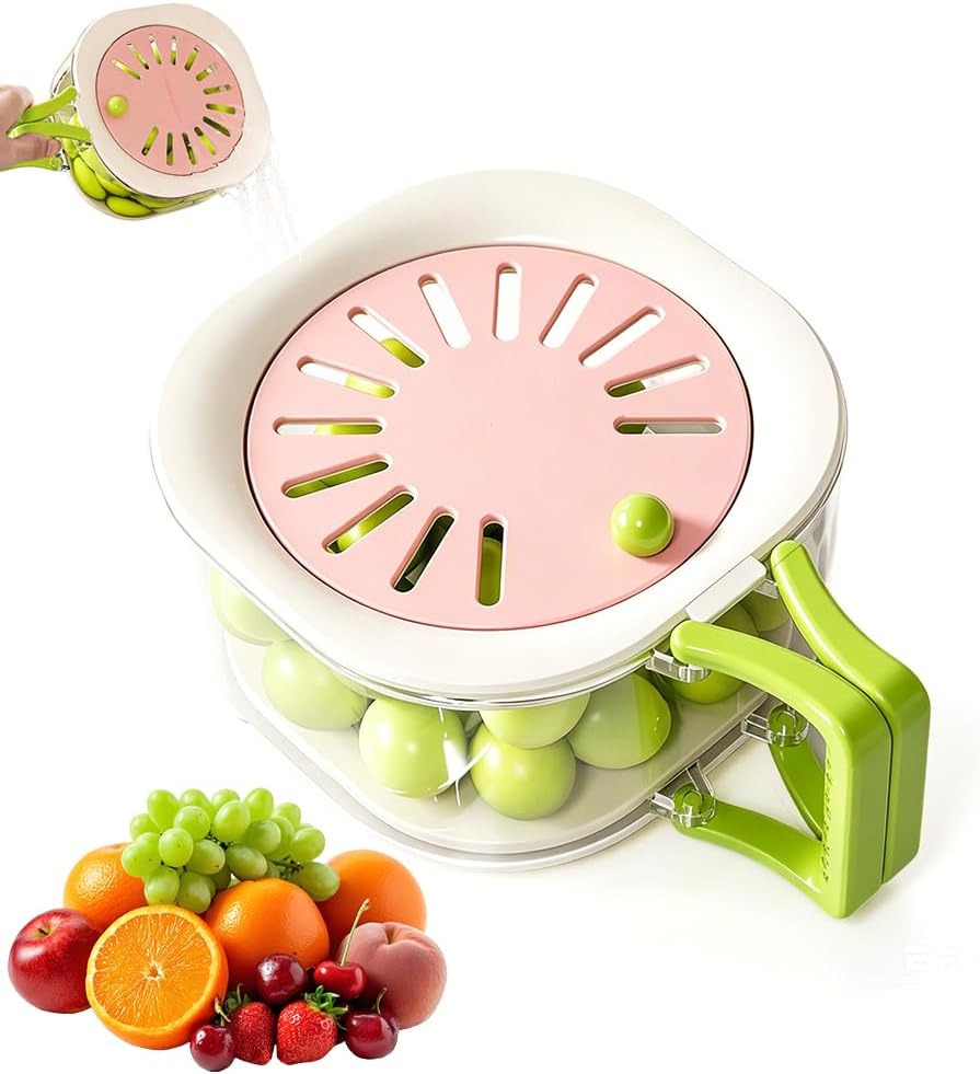 3 in 1 Fruit Washing Bowl with Switchable Lid, Colander Strainer Organizer