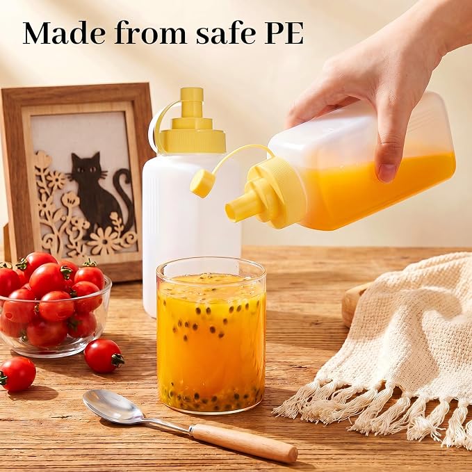 20oz & 12oz Squeeze Condiment Bottle Set, Wide Mouth Dispenser for Sauces & Oil